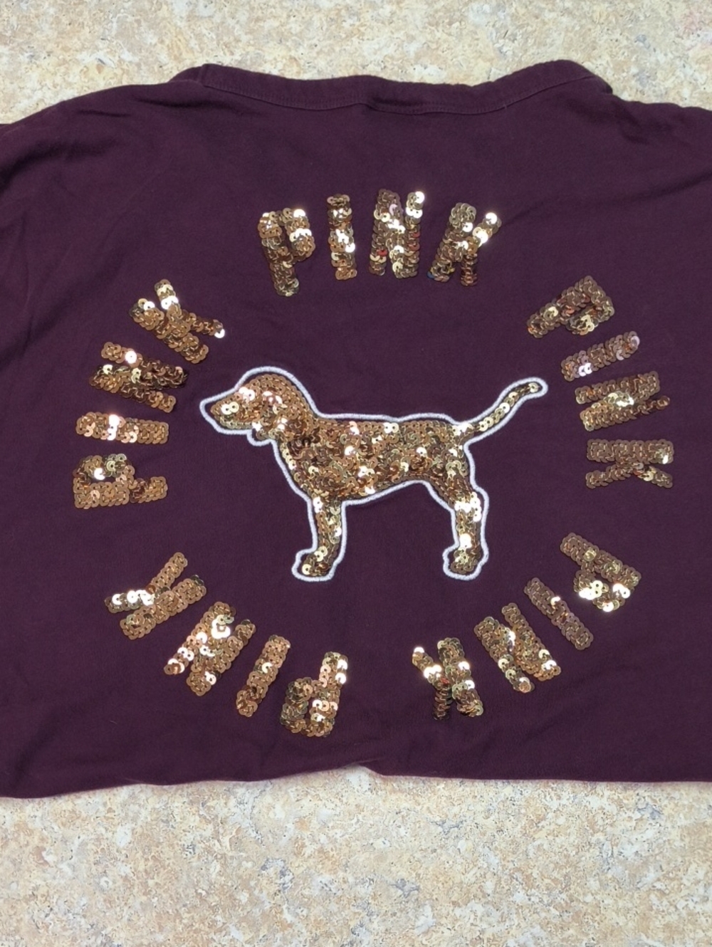 Maroon Victoria's Secret Shirt With Bling Dog Sz M
